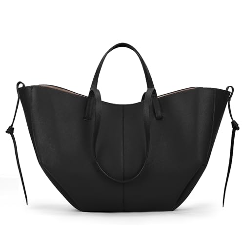 Juoxeepy Arbeitstasche aus Kunstleder für Damen, trendige Handtasche, Geldbörse, Herbst, Schultertasche mit Magnetverschluss, Schwarz Größe L, Large von Juoxeepy