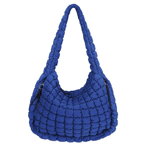 Juoxeepy Gesteppte Tragetasche, groß, Schultertasche, leichte Polsterung, Hobo-Tasche, Blau, Large von Juoxeepy