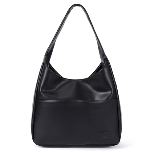 Juoxeepy Kunstleder Tote Bag Frauen Umhängetasche College Tote Leder Hobo Handtasche Arbeit Tote Tasche Geldbörse, Schwarz, Einheitsgröße von Juoxeepy