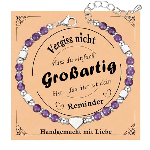 Juozyve Armband Damen Herz Geschenk Silber : 4MM Natursteine Armbänder für Frauen 17+5cm Einstellbar Edelstahl mit Herz Charm für Töchter, Freundin, Mädchen, Mutter für Valentinstag Geburtstag (Lila) Juozyve Armband Damen Herz Geschenk Silber : 4MM Natursteine Armbänder für Frauen 17+5cm Einstellbar Edelstahl mit Herz Charm für Töchter, Freundin, Mädchen, Mutter für Valentinstag Geburtstag (Lila) von Juozyve
