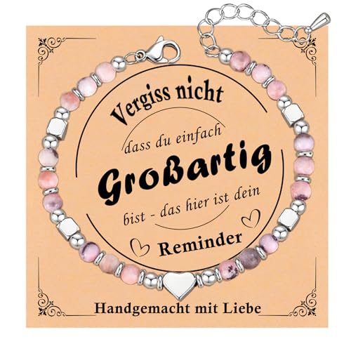 Juozyve Armband Damen Herz Geschenk Silber : 4MM Natursteine Armbänder für Frauen 17+5cm Einstellbar Edelstahl mit Herz Charm für Töchter, Freundin, Mädchen, Mutter für Valentinstag Geburtstag (Rosa) Juozyve Armband Damen Herz Geschenk Silber : 4MM Natursteine Armbänder für Frauen 17+5cm Einstellbar Edelstahl mit Herz Charm für Töchter, Freundin, Mädchen, Mutter für Valentinstag Geburtstag (Rosa) von Juozyve