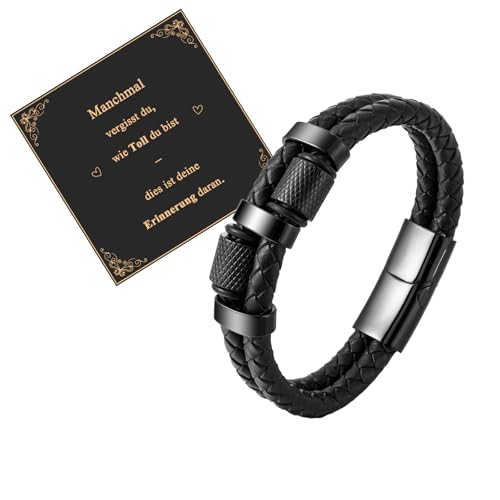 Lederarmband Herren Schwarz Geschenk : Armband Herren 21.5cm Geschenke für Jungs Sohn Mann Burder Papa Leder Herrenarmbänder Schmuck Geschenk Geburtstag Weihnachten Vatertag Lederarmband Herren Schwarz Geschenk : Armband Herren 21.5cm Geschenke für Jungs Sohn Mann Burder Papa Leder Herrenarmbänder Schmuck Geschenk Geburtstag Weihnachten Vatertag von Juozyve