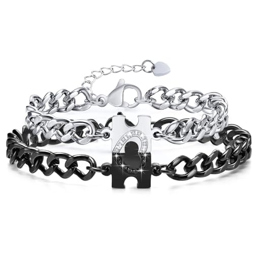 Paar Armband Herren Damen Geschenk : Geschenk fur Paare Armbänder, Puzzlel Armkette Schmuck für Männer Frauen, Pärchen Armbänder Edelstahl Silber Freund Ehemann, Modeschmuck Weihnachten Tag Vatertag Paar Armband Herren Damen Geschenk : Geschenk fur Paare Armbänder, Puzzlel Armkette Schmuck für Männer Frauen, Pärchen Armbänder Edelstahl Silber Freund Ehemann, Modeschmuck Weihnachten Tag Vatertag von Juozyve