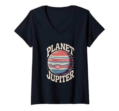 Damen Planet Jupiter Planetary Enthusiast Astronom T-Shirt mit V-Ausschnitt Damen Planet Jupiter Planetary Enthusiast Astronom T-Shirt mit V-Ausschnitt von Jupiter Lovers, Astronomy Fans