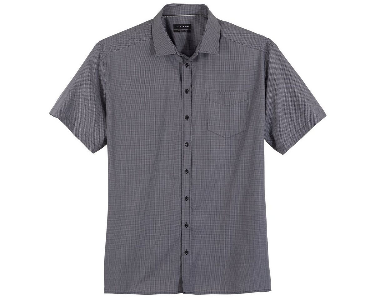 Jupiter Kurzarmhemd Jupiter XXL Kurzarmhemd schwarz-weiß dezent kariert von Jupiter