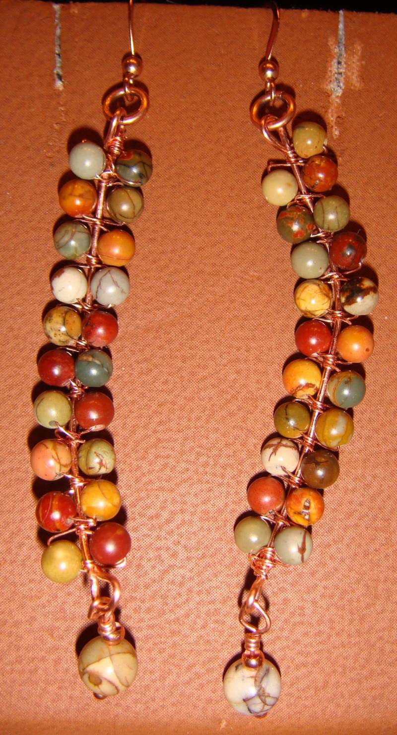 Jaspis Und Kupfer Lange Ohrringe Jaspis Und Kupfer Lange Ohrringe von JupiterMoonDesigns