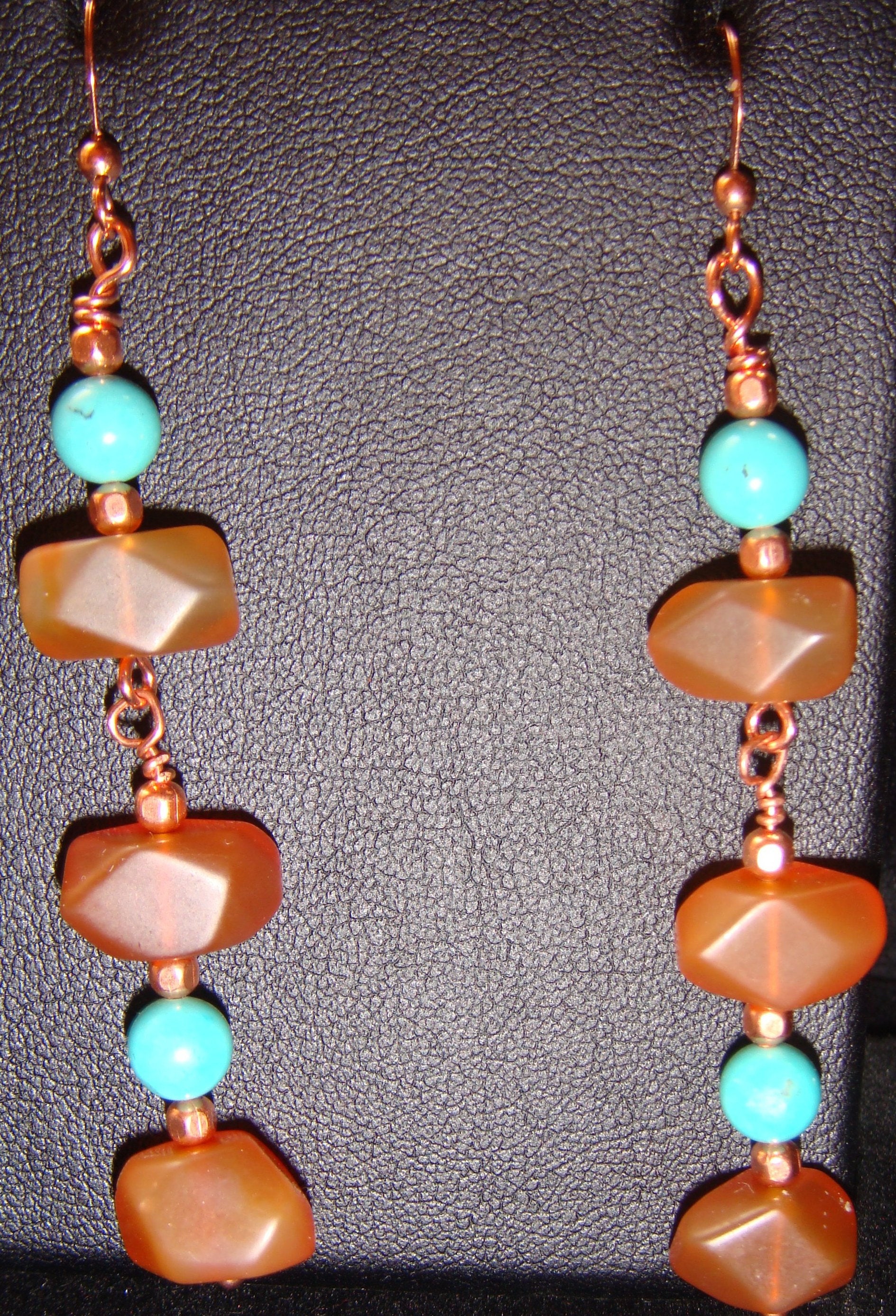 Kingman Türkis Und Citrin Nuggets Mit Kupfer Lange Baumeln Ohrstecker Kingman Türkis Und Citrin Nuggets Mit Kupfer Lange Baumeln Ohrstecker von JupiterMoonDesigns