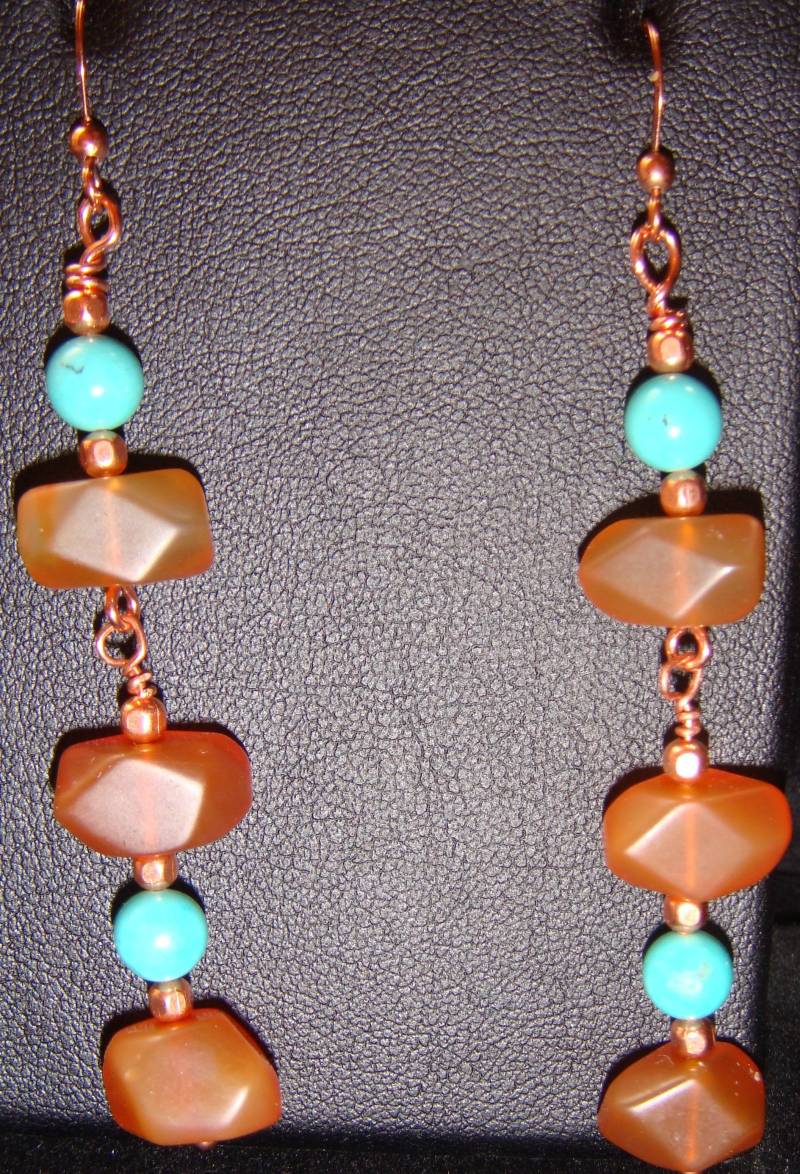 Kingman Türkis Und Citrin Nuggets Mit Kupfer Lange Baumeln Ohrstecker Kingman Türkis Und Citrin Nuggets Mit Kupfer Lange Baumeln Ohrstecker von JupiterMoonDesigns