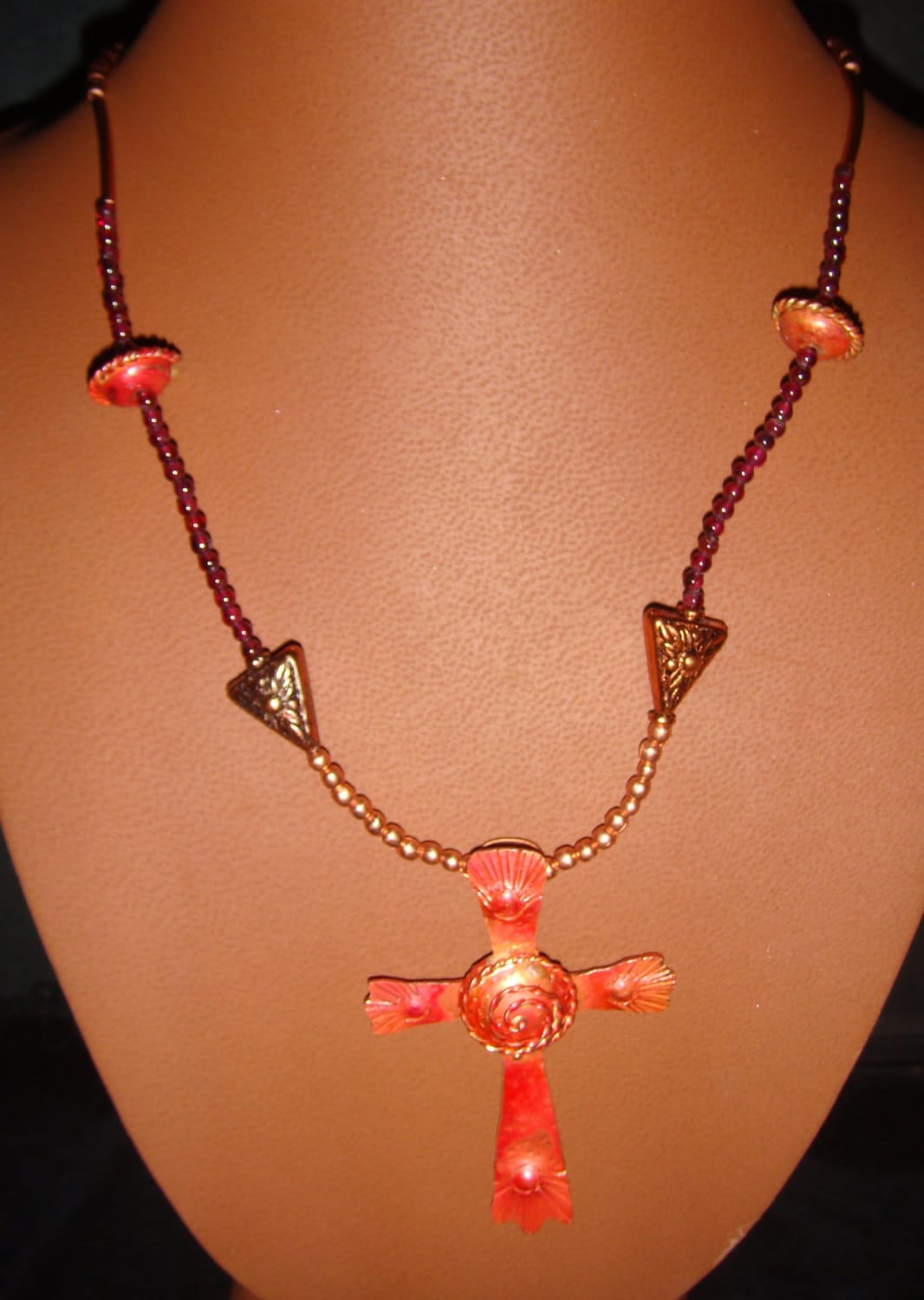 Kupfer Und Granat Lange Halskette Ohrring Set Kupfer Und Granat Lange Halskette Ohrring Set von JupiterMoonDesigns