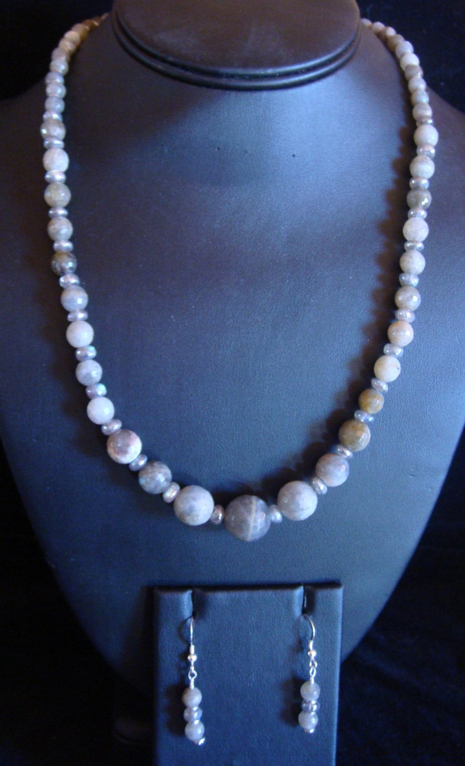 Labradorit Abgestufte Facettierte Steine Halskette Und Ohrringe Mit Sterling Silber Labradorit Abgestufte Facettierte Steine Halskette Und Ohrringe Mit Sterling Silber von JupiterMoonDesigns