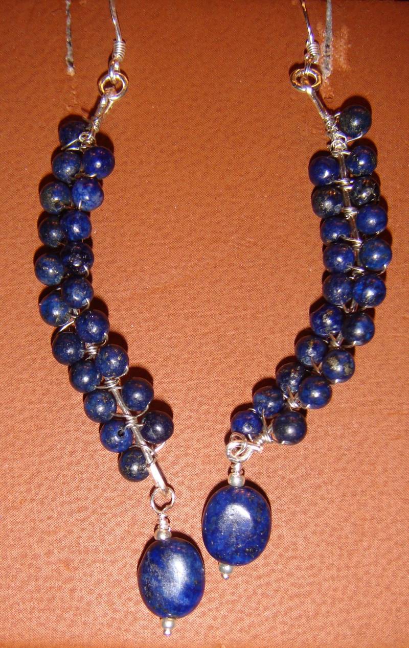 Lapis Und Silber Durchbohrte Lange Ohrringe Lapis Und Silber Durchbohrte Lange Ohrringe von JupiterMoonDesigns