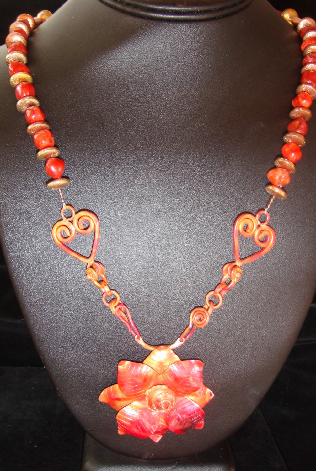 Patricia Healey Gefeuert Kupfer Und Rot Jaspis Mit Akzente Halskette Ohrring Set Patricia Healey Gefeuert Kupfer Und Rot Jaspis Mit Akzente Halskette Ohrring Set von JupiterMoonDesigns