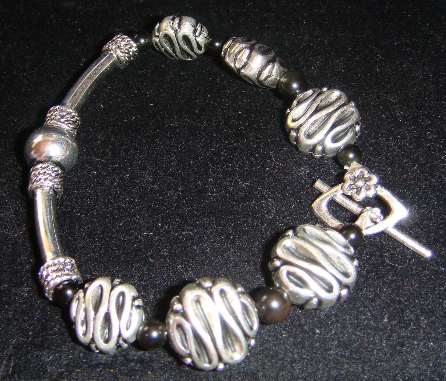 Zinn Perle Und Schwarze Jade Armband Zinn Perle Und Schwarze Jade Armband von JupiterMoonDesigns
