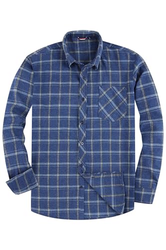 JupiterSecret Flanellhemd Herren, Langarm Kariertes Hemd Regular Fit mit Button Down Kragen und Brusttasche von JupiterSecret