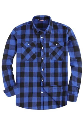 JupiterSecret Flanellhemd Herren, Langarm Kariertes Hemd Regular Fit mit Button Down Kragen und Brusttasche von JupiterSecret
