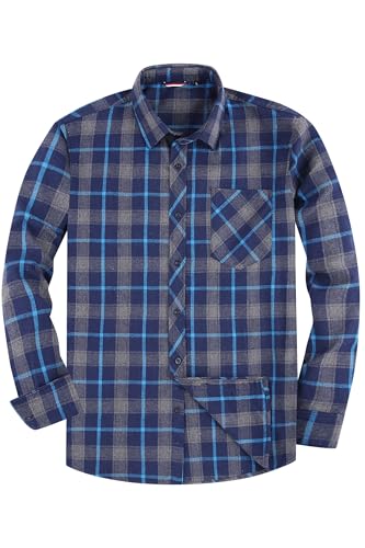 JupiterSecret Flanellhemd Herren, Langarm Kariertes Hemd Regular Fit mit Button Down Kragen und Brusttasche von JupiterSecret