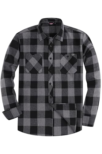 JupiterSecret Flanellhemd Herren, Langarm Kariertes Hemd Regular Fit mit Button Down Kragen und Brusttasche von JupiterSecret