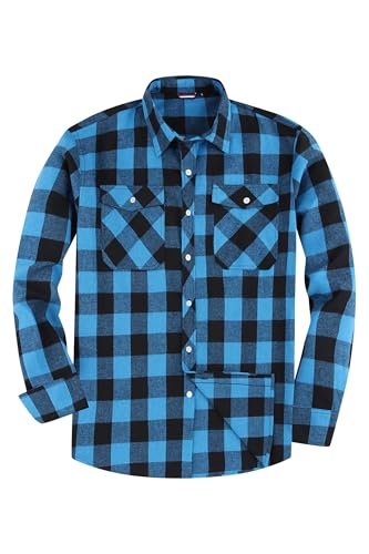 JupiterSecret Flanellhemd Herren, Langarm Kariertes Hemd Regular Fit mit Button Down Kragen und Brusttasche von JupiterSecret