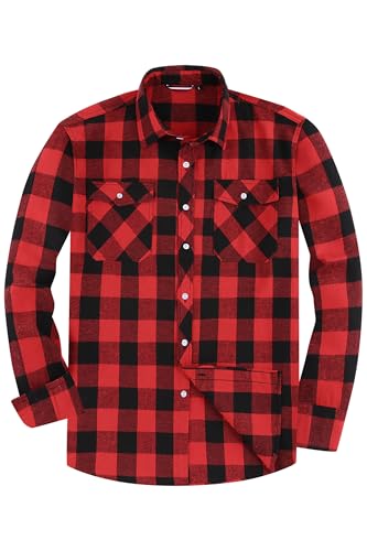 JupiterSecret Flanellhemd Herren, Langarm Kariertes Hemd Regular Fit mit Button Down Kragen und Brusttasche von JupiterSecret