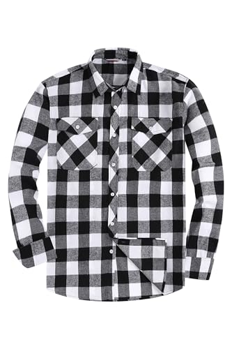 JupiterSecret Flanellhemd Herren, Langarm Kariertes Hemd Regular Fit mit Button Down Kragen und Brusttasche von JupiterSecret