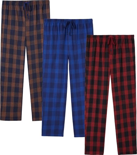 JupiterSecret Herren Flanell Pyjamahose Lang Schlafanzughosen für Herren Karierte Nachtwäsche 3er Packs von JupiterSecret