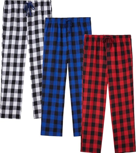 JupiterSecret Herren Flanell Pyjamahose Lang Schlafanzughosen für Herren Karierte Nachtwäsche 3er Packs von JupiterSecret