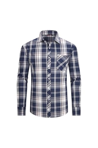 JupiterSecret Herren Freizeithemden Baumwolle Kariertes Button Down Hemd Business-Anzughemd mit Brusttasche von JupiterSecret