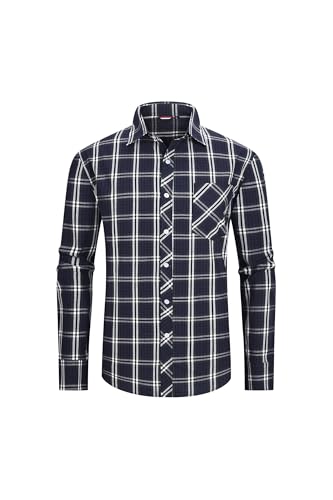 JupiterSecret Herren Freizeithemden Baumwolle Kariertes Button Down Hemd Business-Anzughemd mit Brusttasche von JupiterSecret