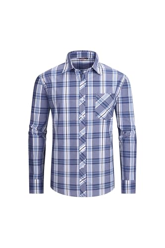 JupiterSecret Herren Freizeithemden Baumwolle Kariertes Button Down Hemd Business-Anzughemd mit Brusttasche von JupiterSecret