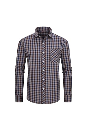 JupiterSecret Herren Freizeithemden Baumwolle Kariertes Button Down Hemd Business-Anzughemd mit Brusttasche von JupiterSecret