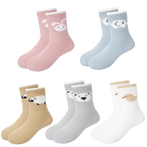 Baby Socken Winter Dicke Warme Kuschelsocken Flauschige Bettsocken für Kleinkind kinder Mädchen Jungen 3-5 Jahre, 5 Paar von Jupsk