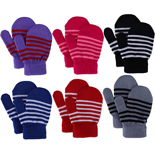 Kleinkind fäustlinge Winter Babyhandschuhe Gestrickte Streifenhandschuhe für Kinder Mädchen Jungen 1 2 3 4 Jahre alt, Skihandschuhe 6 Paare von Jupsk