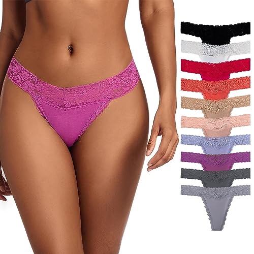 JurHevty Damen-Stringtanga, Baumwolle, Spitze, sexy T-Rücken, Unterwäsche (Farben können variieren), 10er-Pack Tanga, M von JurHevty