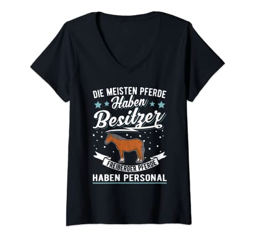 Damen Freiberger Pferd Personal T-Shirt mit V-Ausschnitt Damen Freiberger Pferd Personal T-Shirt mit V-Ausschnitt von Jurapferd Freiberger Pferd Kleidung