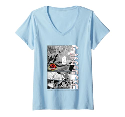 Damen Jurassic Parc 2025 Abenteuer im Manga-Stil T-Shirt mit V-Ausschnitt Damen Jurassic Parc 2025 Abenteuer im Manga-Stil T-Shirt mit V-Ausschnitt von Jurassic Parc 2025
