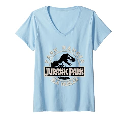 Damen Jurassic Parc 2025 Park Ranger Isla Nublar T-Shirt mit V-Ausschnitt Damen Jurassic Parc 2025 Park Ranger Isla Nublar T-Shirt mit V-Ausschnitt von Jurassic Parc 2025