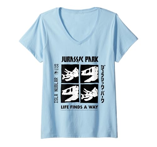 Damen Jurassic Parc Merch Das Leben findet einen Weg T-Shirt mit V-Ausschnitt Damen Jurassic Parc Merch Das Leben findet einen Weg T-Shirt mit V-Ausschnitt von Jurassic Parc 2025