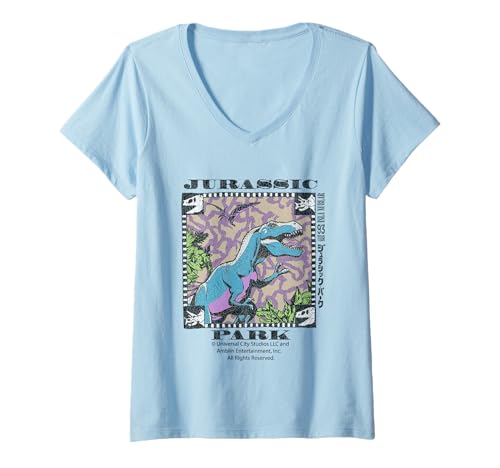 Damen Jurassic Park Filmposter Jurassic Parc Merch T-Shirt mit V-Ausschnitt von Jurassic Parc 2025