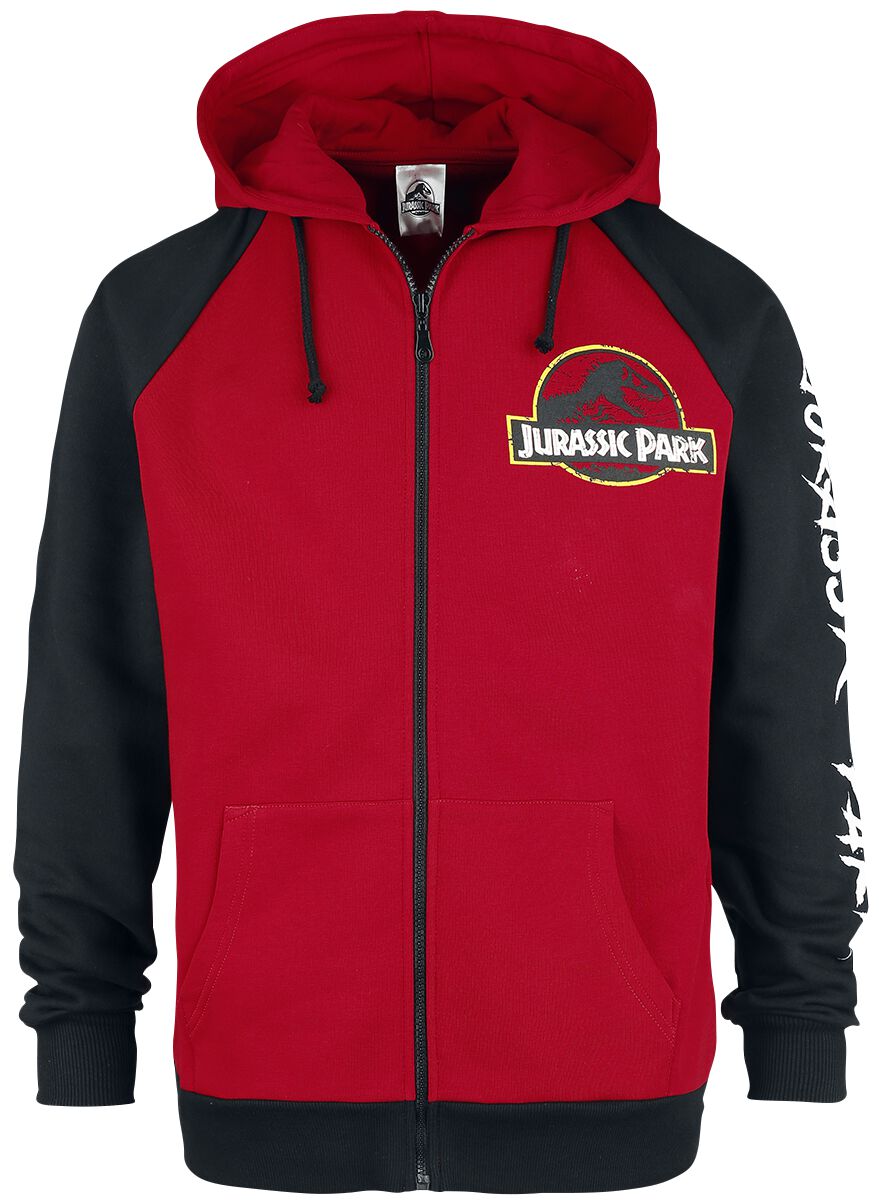 Jurassic Park Classic Logo Kapuzenjacke rot schwarz in M von Jurassic Park