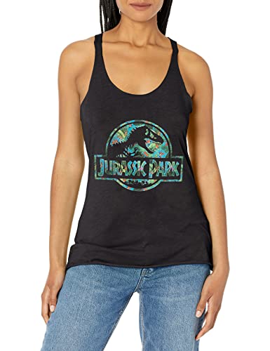 Jurassic Park Damen Florales Logo Hemd, Schwarz/Erika, Mittel von Jurassic Park