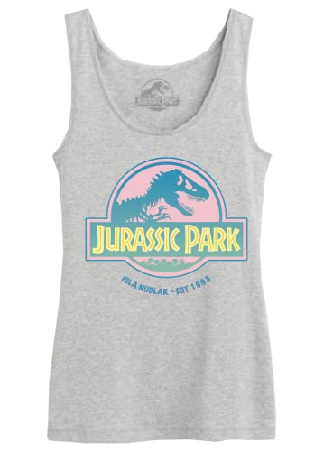 Jurassic Park Damen Wojupamtk010 Tanktop, Grau meliert, Large von Jurassic Park