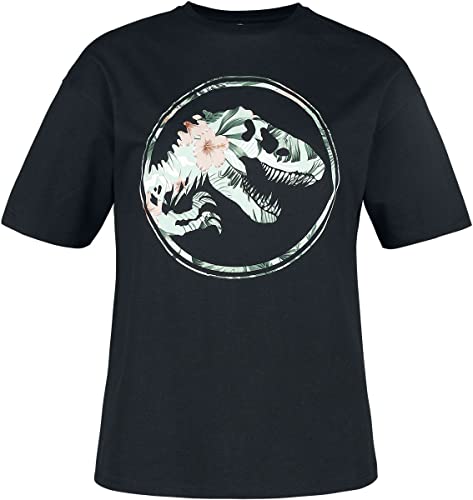 Jurassic Park Flower Logo Frauen T-Shirt schwarz S 100% Baumwolle Fan-Merch, Filme von Jurassic Park