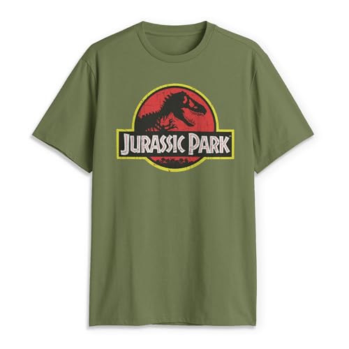 Jurassic Park Herren Klassischem Film-Logo T-Shirt, Militär, Grün, XX-Large von Jurassic Park