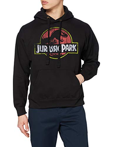 Jurassic Park Herren Distressed Logo Hood Kapuzenpullover, Schwarz (Schwarz Schwarz), L von Jurassic Park