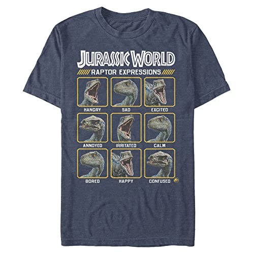 Jurassic Park Herren Expressions of Raptor T-Shirt, Marineblau Heather, 5XL Groß Tall von Jurassic Park