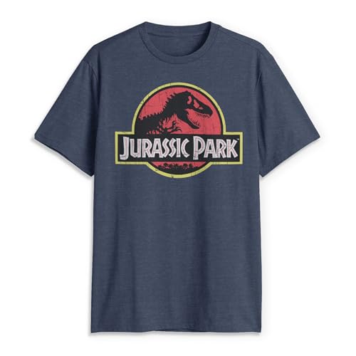 Jurassic Park Herren Klassisches Film-Logo T-Shirt, Marineblau meliert, Mittel von Jurassic Park