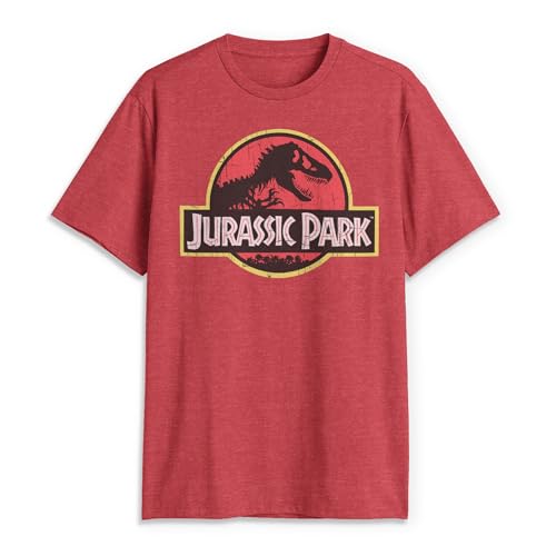 Jurassic Park Herren Klassisches Film-Logo T-Shirt, Rot meliert, XX-Large von Jurassic Park