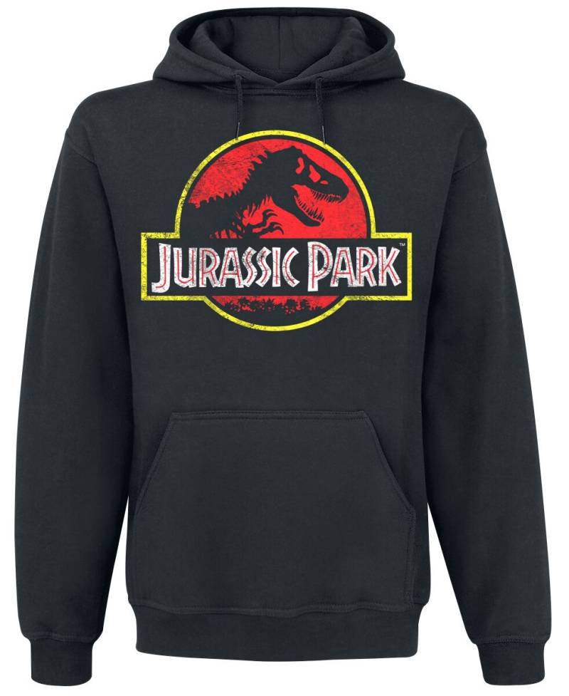 Jurassic Park Kapuzenpullover - Distressed Logo - S bis 5XL - für Männer - Größe XXL - schwarz  - Lizenzierter Fanartikel von Jurassic Park