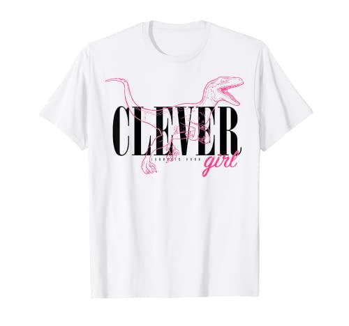 Jurassic Park Neon Pink Raptor Outline Clever Girl T-Shirt von Jurassic Park