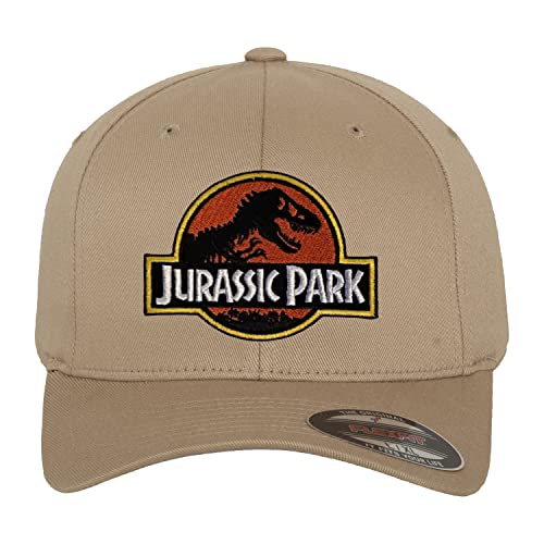 Jurassic Park Offizielles Lizenzprodukt Patch Flexfit Baseball Cap (Khaki), Small/Medium von Jurassic Park